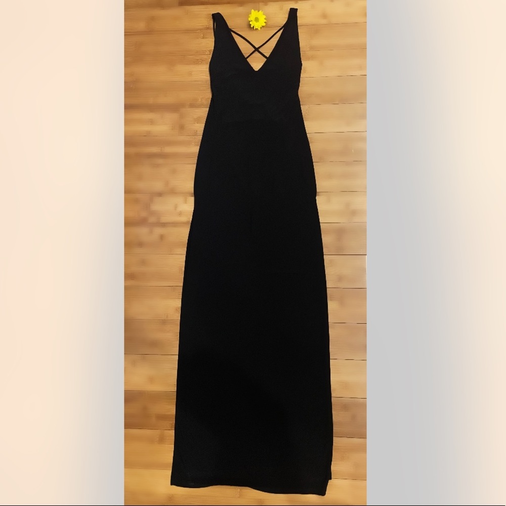 Semi formal long black dress with slits